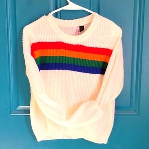 Rainbow Stripe Croptop Sweater